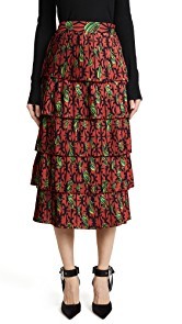 Stella Jean Printed Pleated Tiered Skirt