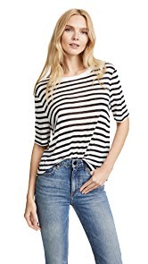 T by Alexander Wang Striped Cropped Tee