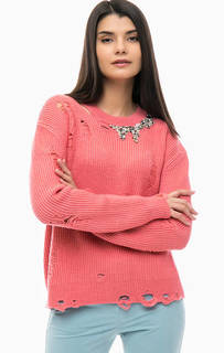 Рваный шерстяной свитер с декоративной отделкой Pinko