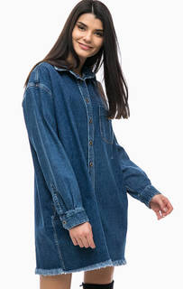 Платье из денима на пуговицах с карманом Pinko