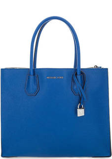 Синяя кожаная сумка с двумя отделами Michael Michael Kors
