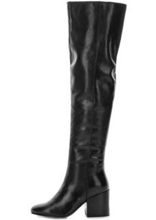 Черные кожаные сапоги ботфорты Bronx