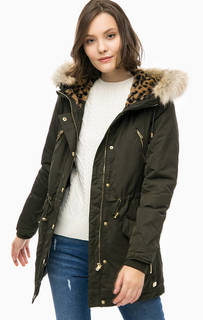 Парка цвета хаки с декоративными молниями Only