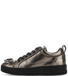 Золотистые кеды с декоративной отделкой Guess
