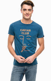 Синяя футболка с контрастным принтом Scotch&Soda