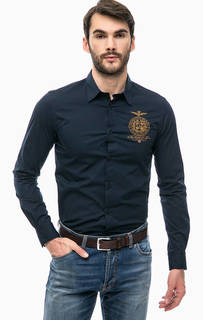 Синяя рубашка из хлопка с вышивкой Aeronautica Militare