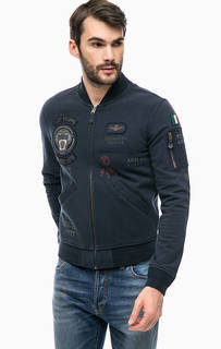 Синяя толстовка с эластичным воротом Aeronautica Militare
