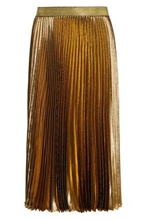 Плиссированная юбка из золотистого шелка Christopher Kane