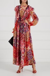 Шелковое платье-макси с цветочным принтом Loom Moscow