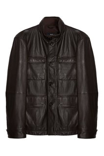 Кожаный пиджак с карманами Hugo Boss