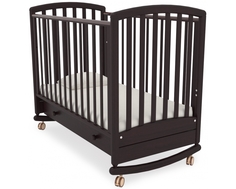 Кроватка Гандылян «Дашенька» колесо и качалка, ящик махагон