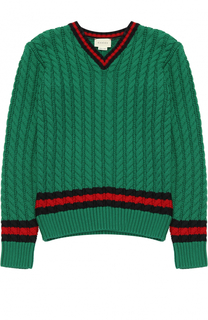 Пуловер фактурной вязки с контрастной отделкой Gucci