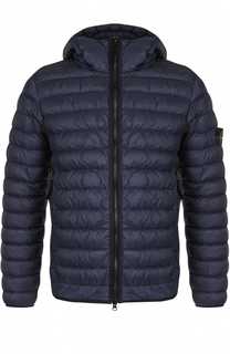 Стеганый пуховик на молнии с капюшоном Stone Island