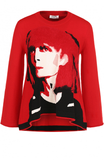 Шерстяной пуловер с круглым вырезом и принтом Sonia Rykiel