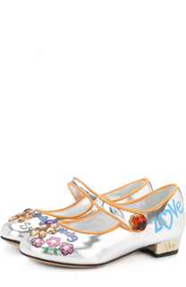 Кожаные туфли с принтом и кристаллами Dolce &amp; Gabbana