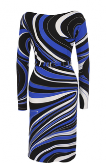 Приталенное платье с длинным рукавом и принтом Emilio Pucci