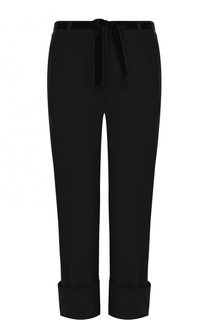 Шерстяные однотонные брюки с отворотами Ann Demeulemeester