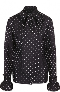 Шелковая блуза в горох с воротником аскот Loewe