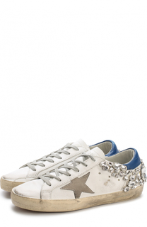 Кожаные кеды SuperStar с аппликацией и кристаллами Golden Goose Deluxe Brand
