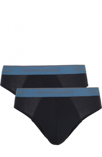 Комплект из двух хлопковых брифов с эластичной резинкой Emporio Armani