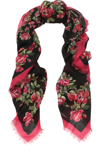 Платок из смеси кашемира и шелка с цветочным принтом Dolce &amp; Gabbana