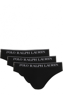 Комплект из трех хлопковых брифов с широкой резинкой Ralph Lauren