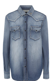 Джинсовая блуза прямого кроя с потертостями Saint Laurent