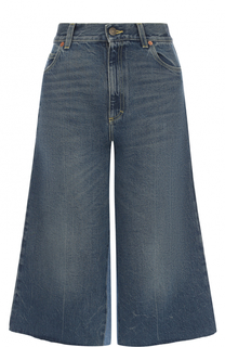 Укороченные расклешенные джинсы с потертостями Gucci