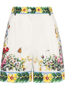 Хлопковые мини-шорты с ярким принтом Dolce &amp; Gabbana