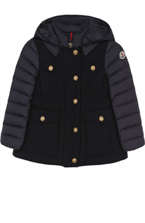 Пуховая куртка с отделкой из шерсти и капюшоном Moncler Enfant