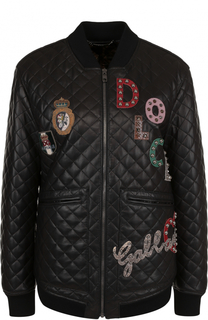 Стеганый бомбер на молнии с нашивками Dolce &amp; Gabbana