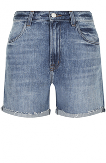 Укороченные джинсовые мини-шорты с потертостями J Brand