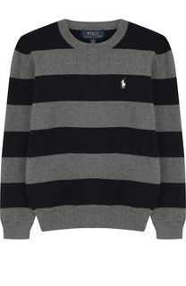 Пуловер из хлопка в полоску с логотипом бренда Polo Ralph Lauren