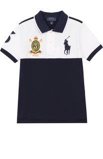 Хлопковое поло с контрастной отделкой и вышивкой Polo Ralph Lauren