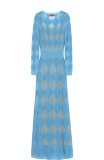 Приталенное вязаное платье-макси с длинным рукавом Missoni