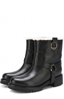 Кожаные байкеры с внутренней отделкой из меха Tory Burch