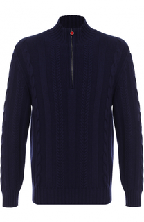 Кашемировый свитер фактурной вязки с воротником на молнии Kiton