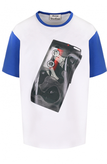 Хлопковая футболка прямого кроя с принтом Acne Studios