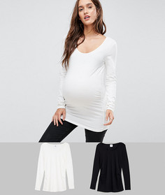 2 трикотажных лонгслива Mamalicious - Черный Mama.Licious