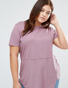 Футболка с контрастной вставкой в рубчик ASOS CURVE - Фиолетовый