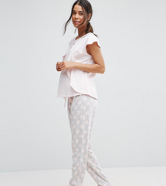 Пижама в сердечко с топом для кормления и штанами ASOS Maternity - Розовый