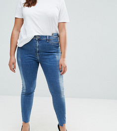 Светлые джинсы скинни c завышенной талией и отделкой спереди ASOS CURVE RIDLEY - Синий