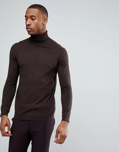 Коричневый джемпер с отворачивающимся воротником Burton Menswear - Коричневый