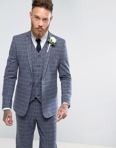 Синий пиджак зауженного кроя в решетчатую клетку ASOS Wedding - Синий