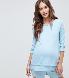 Меланжевая пижама с лонгсливом и шортами ASOS Maternity TALL NURSING - Синий