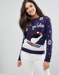 Рождественский джемпер Brave Soul Ski Ya Later - Темно-синий