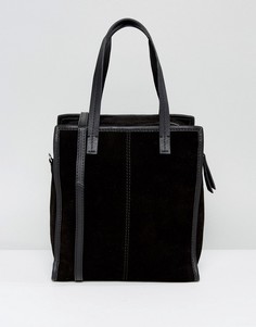 Замшевая сумка-шоппер со съемным ремешком ASOS - Черный
