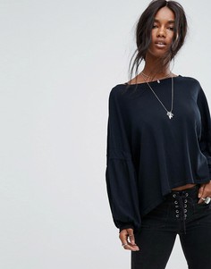 Топ с рукавами летучая мышь Free People - Черный