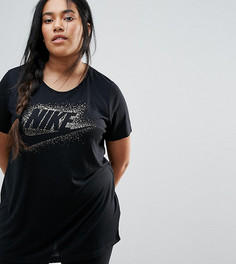 Черная футболка с логотипом металлик Nike Plus - Черный