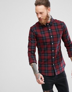 Красная приталенная рубашка в клетку тартан ASOS - Красный